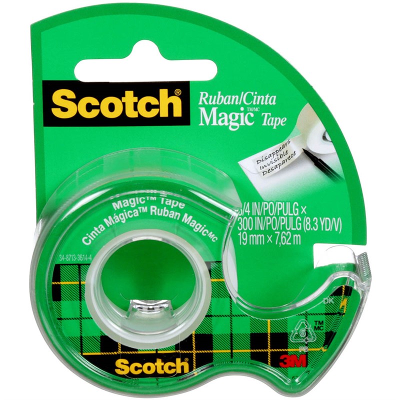 SCOTCH 105 MAGIC TAPE ON DISPENSER 19MM X 76M