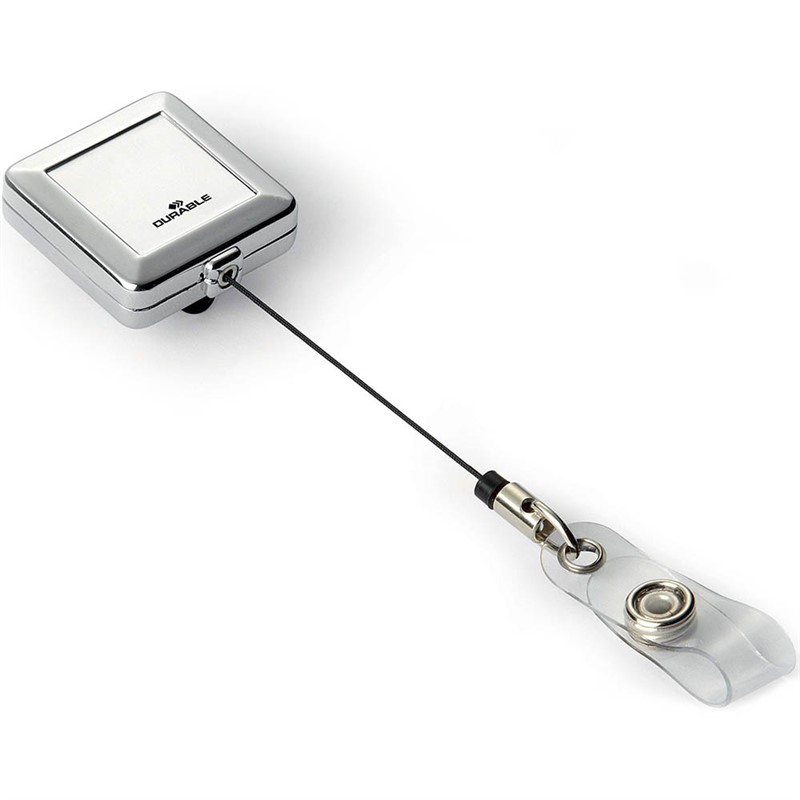 DURABLE BADGE REEL CHROME QUADRO WITH PRESS FASTENER