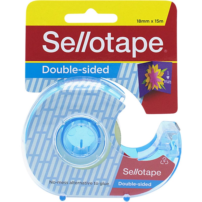 SELLOTAPE DOUBLE SIDED TAPE WITH DISPENSER 18MM X 15M