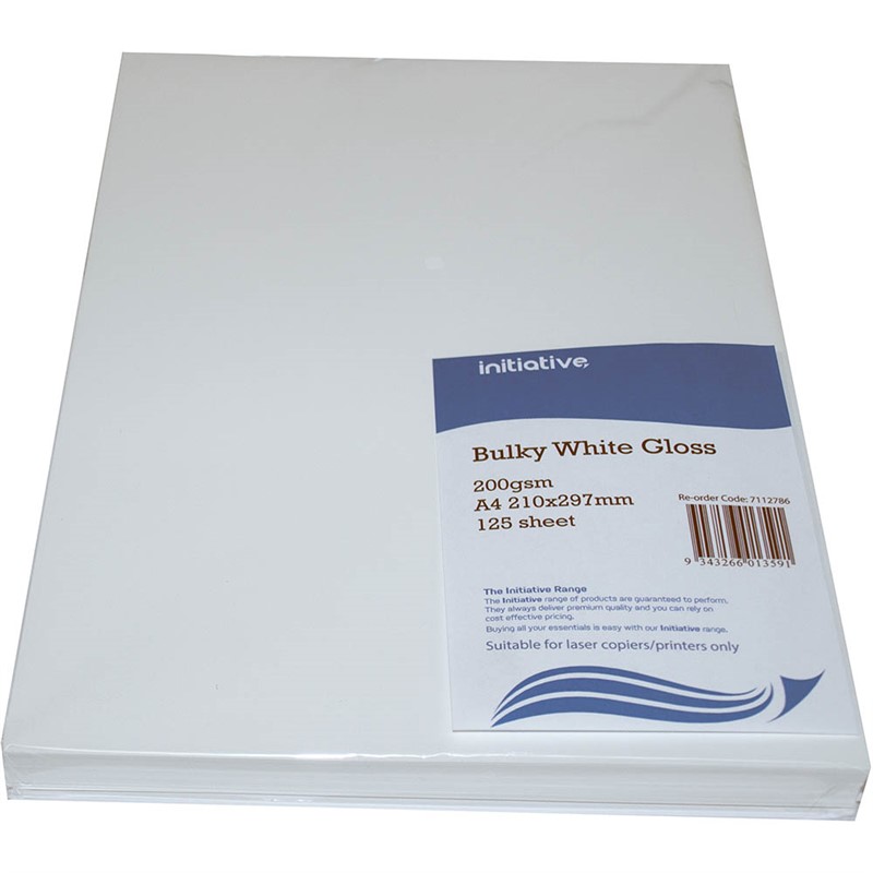 INITIATIVE A4 DIGITAL COATED COPY PAPER GLOSS 200GSM WHITE PACK 125
