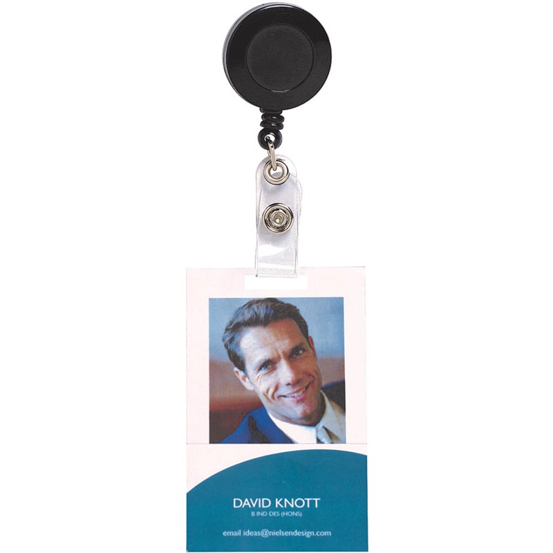 REXEL ID RETRACTABLE ID CARD HOLDER REEL BLACK