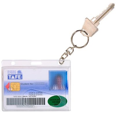 REXEL ID CARD HOLDER PLUS KEY RING PACK 10
