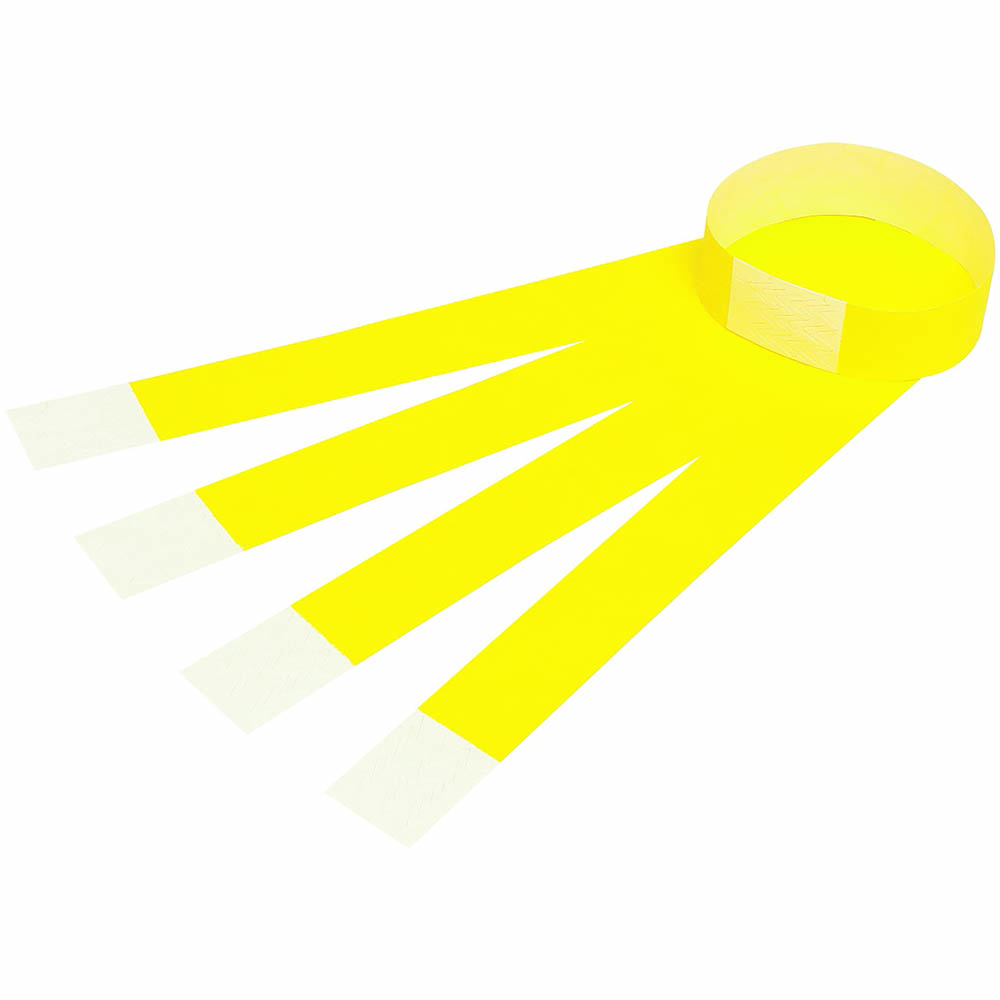 REXEL ID SERIAL NUMBER WRISTBANDS FLUORO YELLOW PACK 100