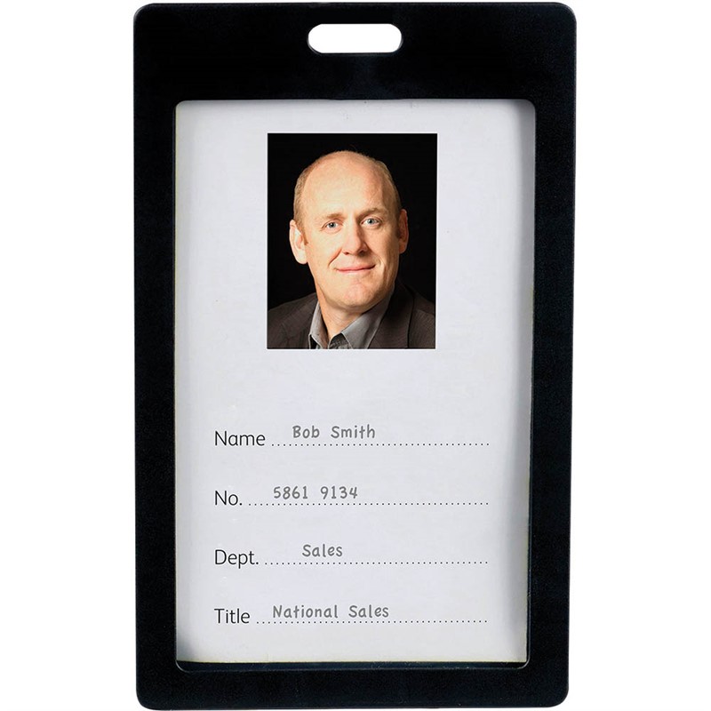REXEL ID CARD HOLDER PORTRAIT BLACK PACK 6