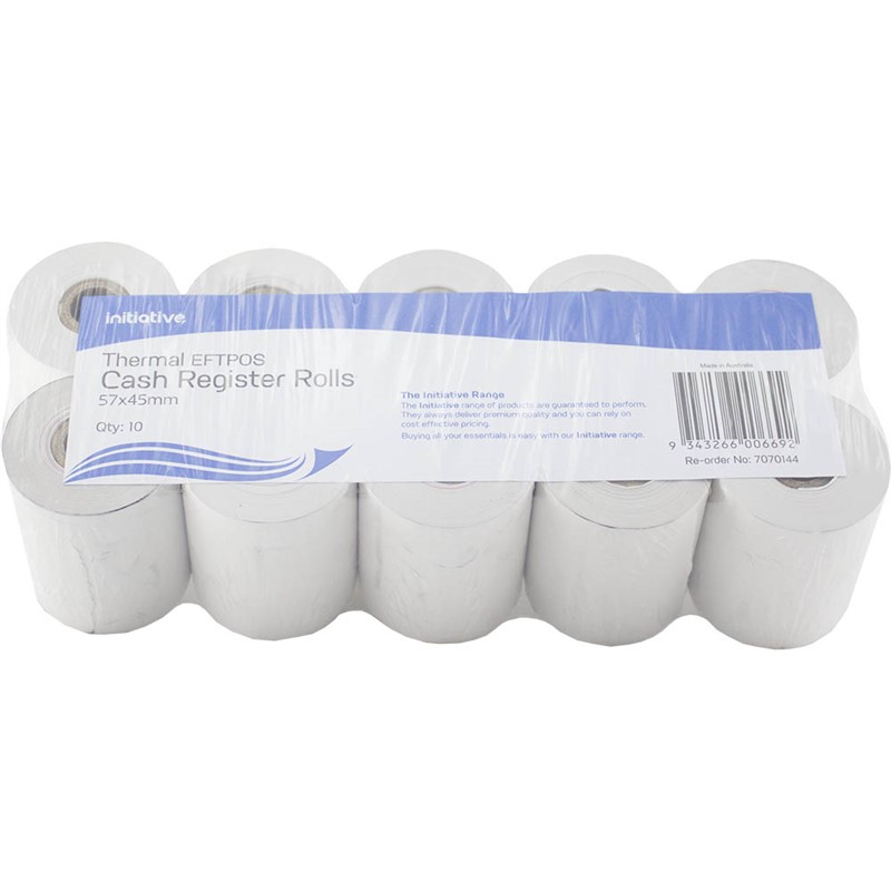 INITIATIVE CASH REGISTER THERMAL EFTPOS ROLL 57 X 45 X 115MM PACK 10