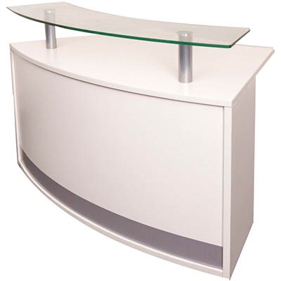 RAPIDLINE MODULAR RECEPTION COUNTER WITH GLASS SHELF 1339 X 872 X 935MM WHITE