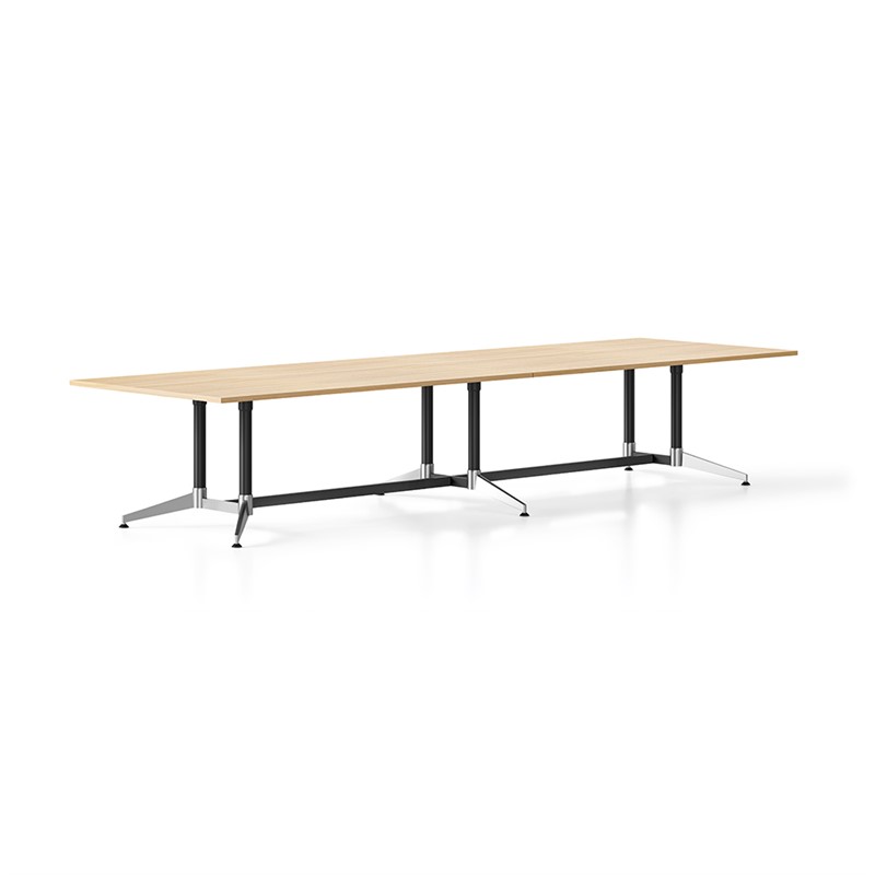 RAPIDLINE TYPHOON MEETING AND BOARDROOM TABLE RECTANGLE 4000 X 1200MM NATURAL OAK TOP AND BLACK PC POLISHED ALUMINIUM FRAME