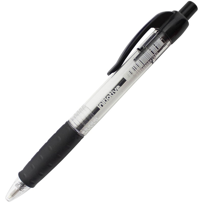 INITIATIVE RETRACTABLE BALLPOINT PENS MEDIUM BLACK BOX 12