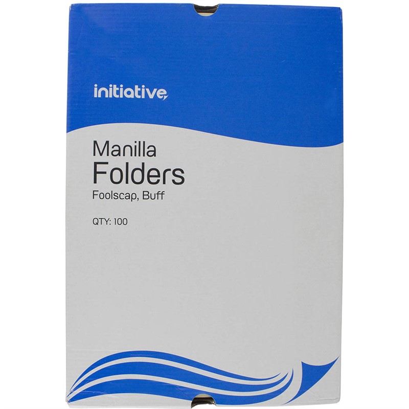 INITIATIVE MANILLA FOLDERS FOOLSCAP BUFF BOX 100