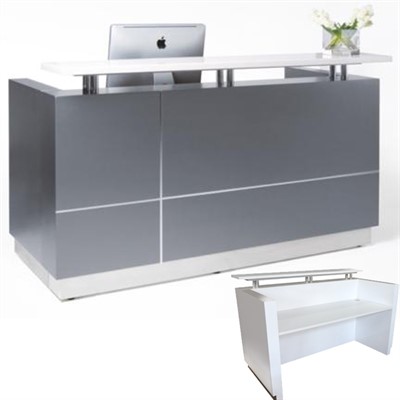 HUGO RECEPTION COUNTER 1800 X 950 X 1150MM METALLIC GREY