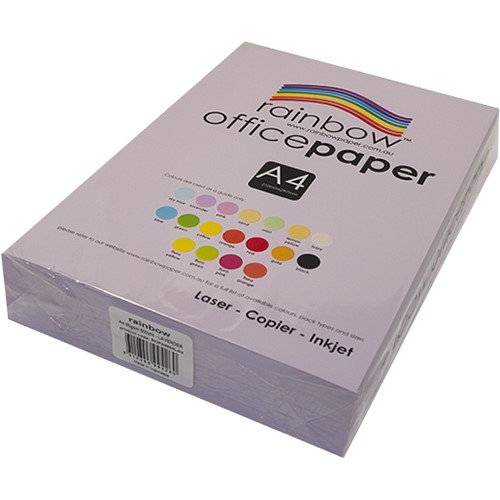 RAINBOW COLOURED A4 COPY PAPER 80GSM 500 SHEETS LAVENDER