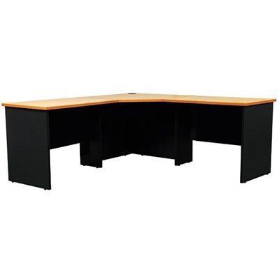 YS DESIGN OXLEY CORNER WORKSTATION COMPLETE 1800 X 1800 X 750 X 730MM BEECHIRONSTONE