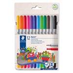 STAEDTLER 320 NORIS CLUB DUAL NIB FIBRE TIP PENS 1030MM ASSORTED WALLET 12