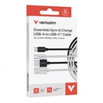 VERBATIM ESSENTIAL USBA TO C CABLE BLACK AND WHITE 1METER PACK 2