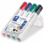 STAEDTLER 351 LUMOCOLOR WHITEBOARD MARKER CHISEL ASSORTED WALLET 4