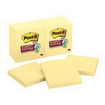 3M 65412SSCY POSTIT SUPER STICKY NOTES 90 SHEETS 76 X 76MM CANARY YELLOW PACK 12