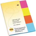 MARBIG CLEAR PAGE MARKERS W COL TIP 20X50MM 4X40