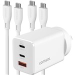 COMSOL USB GAN CHARGER WITH 2 X USBC CABLES 67W WHITE