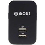 MOKI USB WALL CHARGER DUAL BLACK