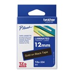BROTHER TZE334 LAMINATED LABELLING TAPE 12MM GOLD ON BLACK