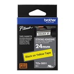 BROTHER TZES651 STRONG ADHESIVE LABELLING TAPE 24MM BLACK ON YELLOW