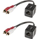 LINDY 70460 CAT5CAT6 100M RCA STEREO AUDIO EXTENDER PACK 2 BLACK