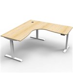 RAPIDLINE BOOST PLUS HEIGHT ADJUSTABLE CORNER WORKSTATION 1800 X 1800 X 750MM NATURAL OAK TOP  WHITE FRAME