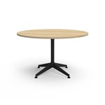 RAPIDLINE TYPHOON MEETING TABLE 4 STAR ROUND 1200MM NATURAL OAK TOP AND BLACK PC ALL OVER FRAME