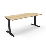 RAPIDLINE BOOST STATIC SINGLE SIDED WORKSTATION 1800MM NATURAL OAK TOP  BLACK FRAME