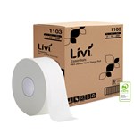 LIVI ESSENTIALS MINI JUMBO ROLL TOILET TISSUE 2PLY 200M CARTON 12