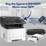 KYOCERA MA4000X MONO LASER MULTIFUNCTION PRINTER BLACK WITH BONUS PF1100 PAPER TRAY AND BONUS TK1274 TONER