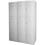 STEELCO PERSONNEL LOCKER 3 DOOR BANK OF 3 LATCHLOCK 305MM SILVER GREY