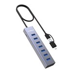 MBEAT 7PORT USB HUB WITH DUAL USBA AND USBC CONNECTOR GREY