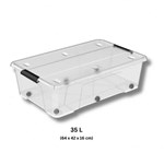 PROTEXT STORAGE TUB WITH WHEELS AND CLIP LOCK LID 35 LITRE CLEAR