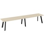 OLG FLARE TABLE 6 LEG BLACK FRAME 3600MM X 1200MM NORDIC MAPLE 2PIECE TOP