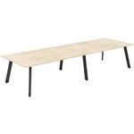 OLG FLARE TABLE 6 LEG BLACK FRAME 3600MM X 1200MM NEW OAK RAVINE 2PIECE TOP