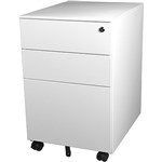 STEELCO TRIMLINE MOBILE PEDESTAL 3DRAWER LOCKABLE 390 X 500 X 615MM WHITE SATIN