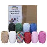 RAINBOW PAPER RAFFIA 10M ROLLS ASSORTED ASSORTED COLOURS PACK 20