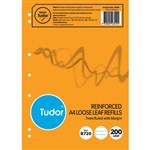 TUDOR REINFORCED REFILL PAD 7MM RULED 200 LEAF A4