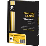 OLYMPIC MAILING MULTIPURPOSE LABELS ROUND CORNERS  10UP 9906 X 57MM WHITE BOX 100