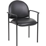 YS DESIGN STACKING VISITORS CHAIR MEDIUM BACK ARMS PU BLACK